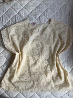 Embroidered Eyelet Cream Blouse